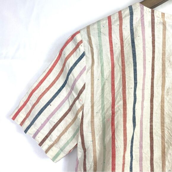 Madewell Women's Rainbow Stripe Short Sleeve Button-Back Tie Tee Top xs - Picture 12 of 16